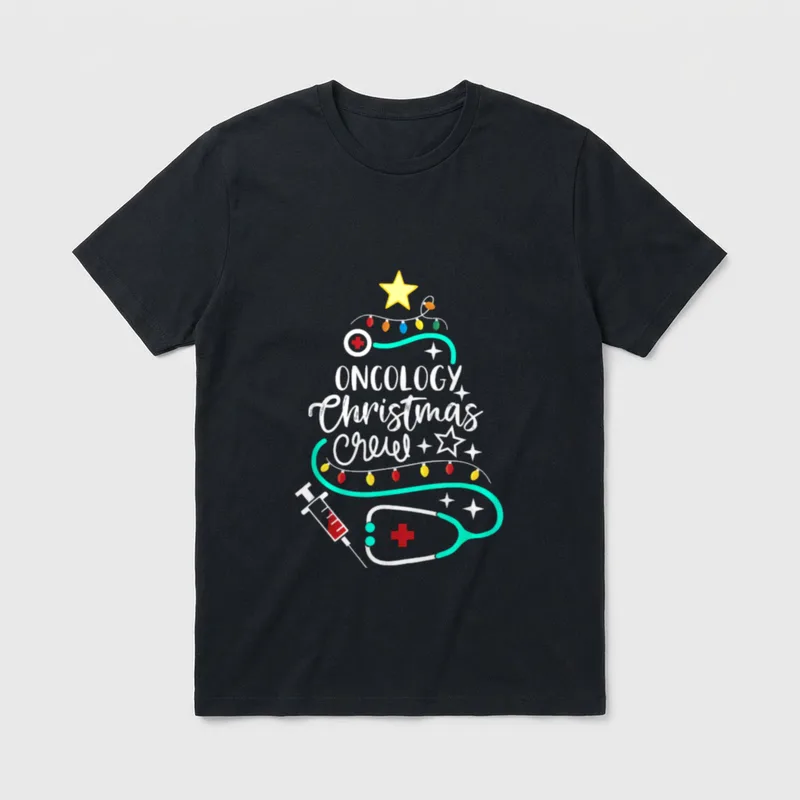Oncology Christmas Crew Nurse Oncologist Secretary T-Shirt – Classic T-Shirt in Black