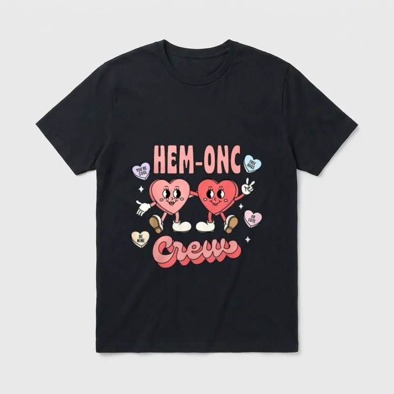 Valentine HEM ONC Crew Nurse Heart T-Shirt – Classic T-Shirt in Black