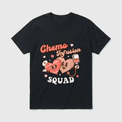 Chemo Infusion Nurse Groovy Valentine's Day T-Shirt – Classic T-Shirt in Black