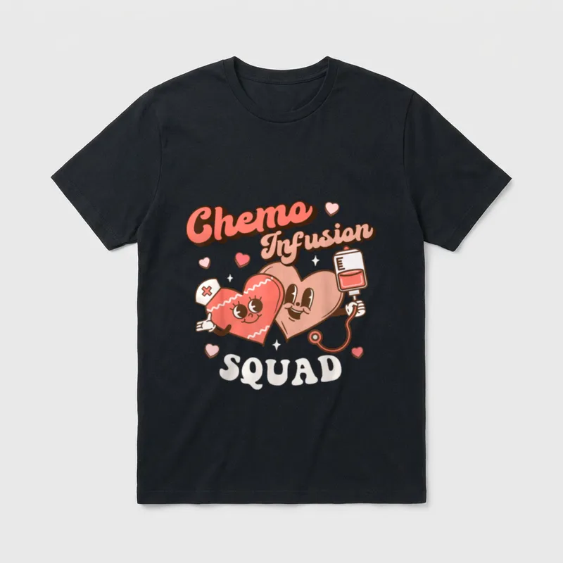 Chemo Infusion Nurse Groovy Valentine's Day T-Shirt – Classic T-Shirt in Black