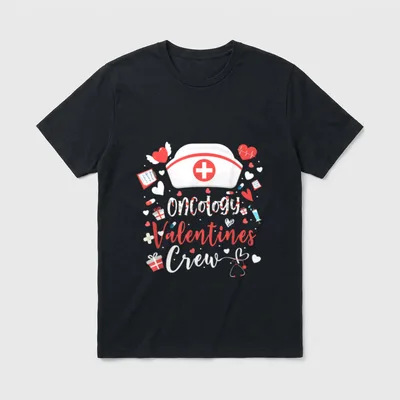 Oncology Valentines Nurse Crew Cute Valentine T-Shirt – Classic T-Shirt in Black