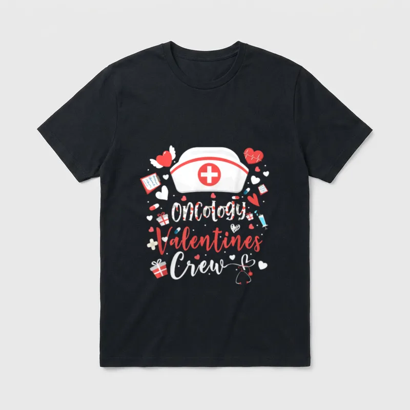 Oncology Valentines Nurse Crew Cute Valentine T-Shirt – Classic T-Shirt in Black