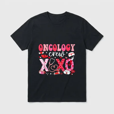Oncology Valentines Nurse Crew Day T-Shirt – Classic T-Shirt in Black