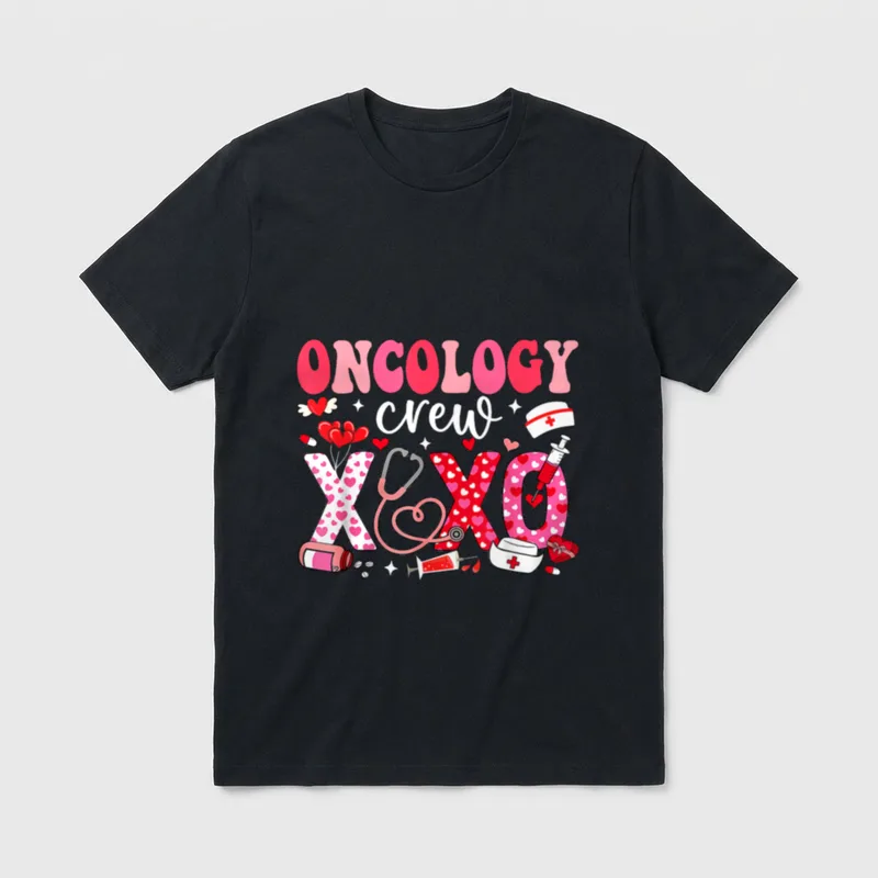 Oncology Valentines Nurse Crew Day T-Shirt – Classic T-Shirt in Black