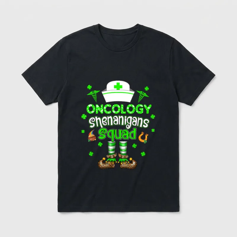 Oncology Shenanigans Squad Nurse St Day T-Shirt – Classic T-Shirt in Black