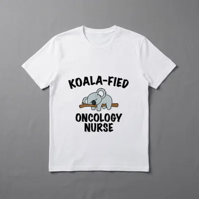 Cute Koala Oncology Nurse T-Shirt – Sleeping koala on a branch with text KOALA-FIED ONCOLOGY NURSE – Classic T-Shirt in Black