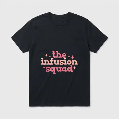 IV Infusion Nurses Healthcare T-Shirt – the infusion squad in retro pink lettering with hearts – Classic T-Shirt in Black