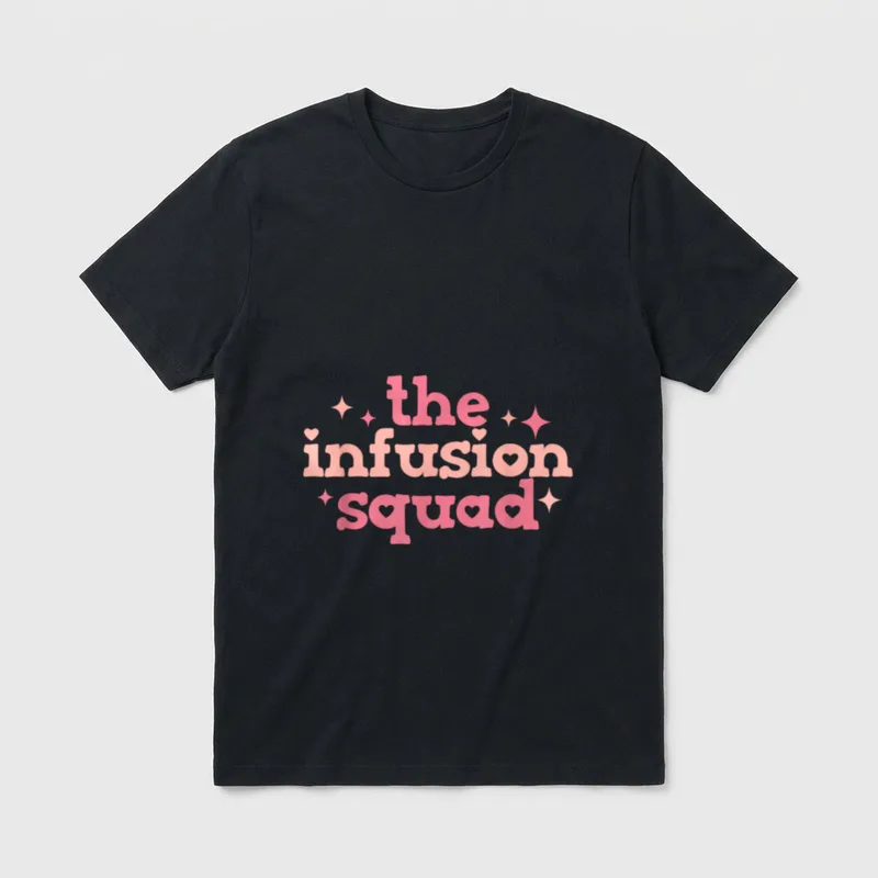IV Infusion Nurses Healthcare T-Shirt – the infusion squad in retro pink lettering with hearts – Classic T-Shirt in Black