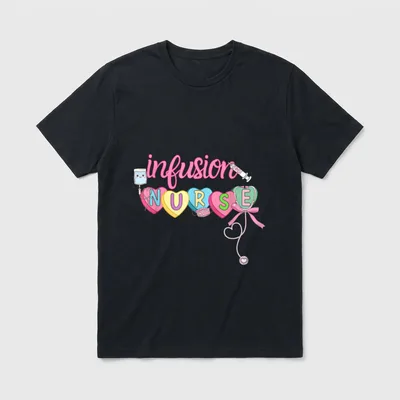 Heart Candy Bow Infusion Nurse Valentine T-Shirt – Classic T-Shirt in Black