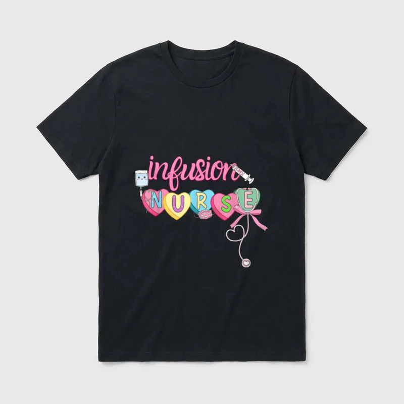 Heart Candy Bow Infusion Nurse Valentine T-Shirt – Classic T-Shirt in Black