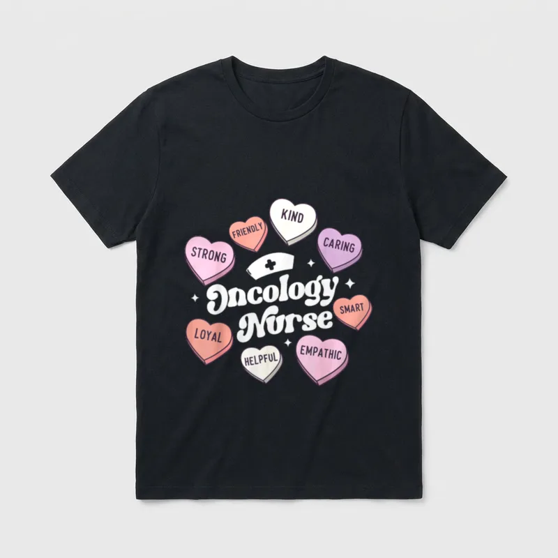 Valentines Day Oncology Nurse Cancer Support T-Shirt – Classic T-Shirt in Black