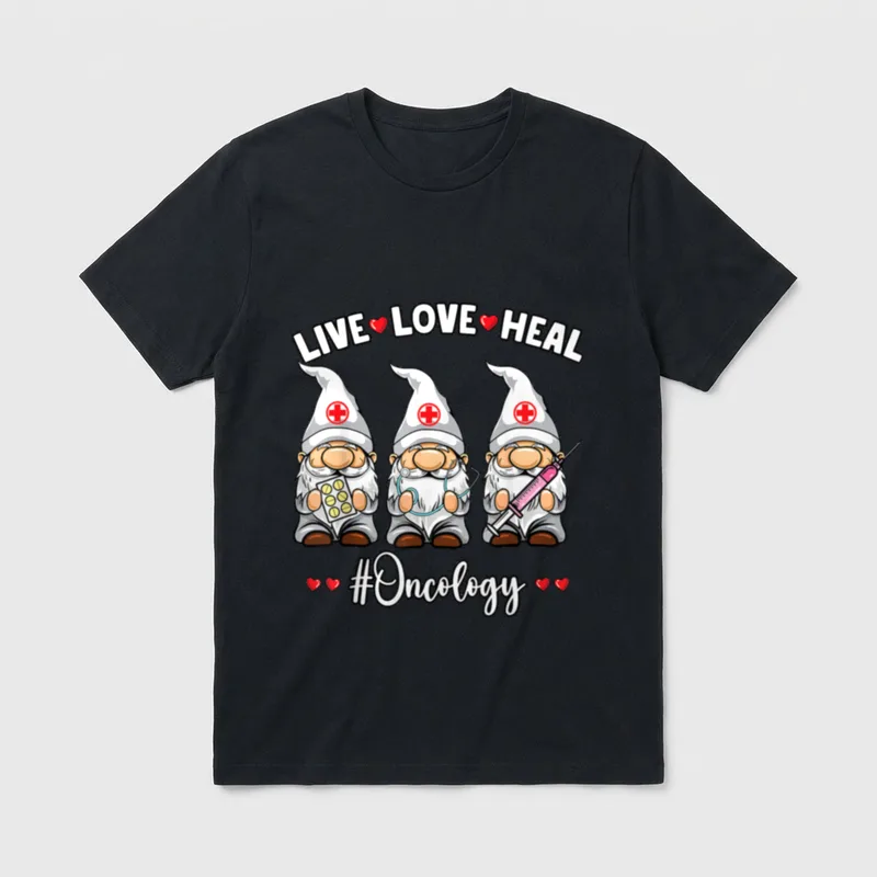 Oncology Nurse Gnome Life Love Healing T-Shirt – Classic T-Shirt in Black