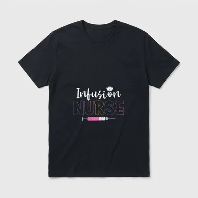 Infusion Nurse Oncology Nursing Intravenous IV T-Shirt – Infusion NURSE with nurse cap and syringe – Classic T-Shirt in Black