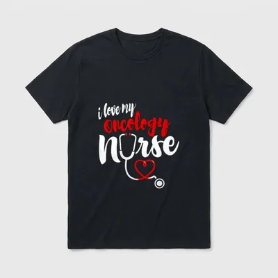 Oncology Nurse Love T-Shirt – i love my oncology nurse with stethoscope and heart tubing – Classic T-Shirt in Black