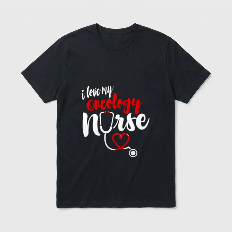 Oncology Nurse Love T-Shirt – i love my oncology nurse with stethoscope and heart tubing – Classic T-Shirt in Black