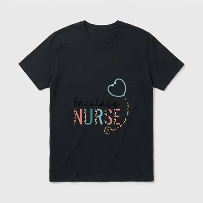Oncology Nurse Leopard Stethoscope Heart T-Shirt – Classic T-Shirt in Black