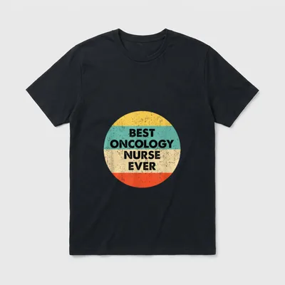 Oncology Nurse Best Ever T-Shirt – BEST ONCOLOGY NURSE EVER in a retro striped circle – Classic T-Shirt in Black