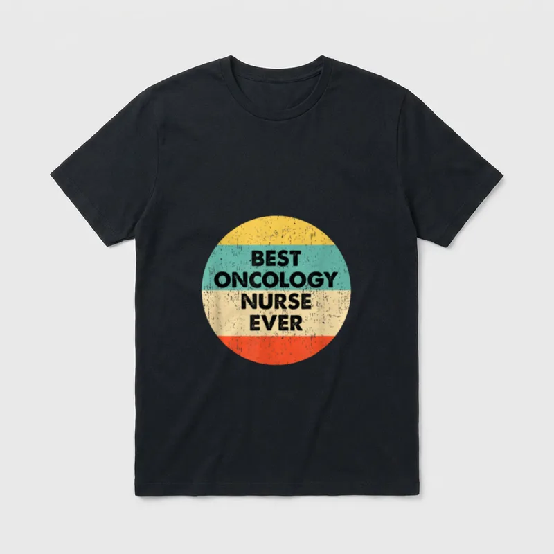 Oncology Nurse Best Ever T-Shirt – BEST ONCOLOGY NURSE EVER in a retro striped circle – Classic T-Shirt in Black