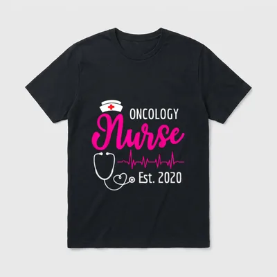Oncology Nurse Est 2020 New Nurses T-Shirt – ONCOLOGY Nurse Est. 2020 lettering with stethoscope – Classic T-Shirt in Black