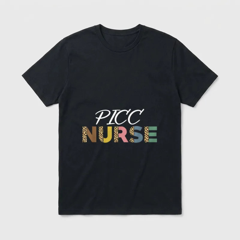 PICC Nurse Leopard Pattern Infusion IV T-Shirt – Classic T-Shirt in Black