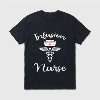 Infusion Nurse RN Heartbeat EKG Chemotherapy T-Shirt – Classic T-Shirt in Black