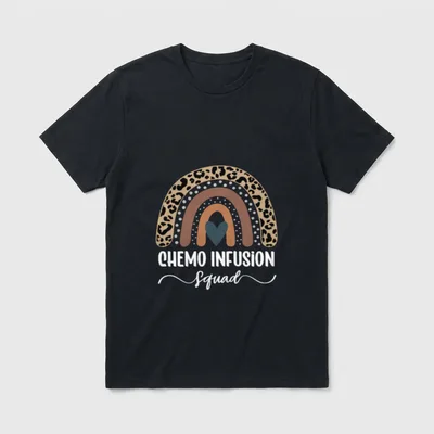 Chemo Infusion Squad Leopard Rainbow Nurse T-Shirt – Classic T-Shirt in Black