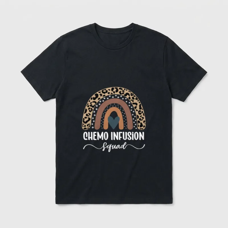 Chemo Infusion Squad Leopard Rainbow Nurse T-Shirt – Classic T-Shirt in Black