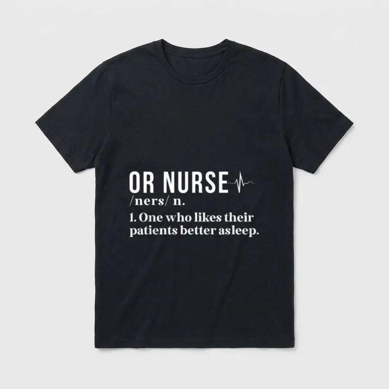 Nurse Definition Operating Room Nursing T-Shirt – OR NURSE definition with heartbeat pulse graphic – Classic T-Shirt in Black