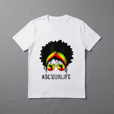 Scrub Nurse Life African Messy Bun T-Shirt – Classic T-Shirt in Black
