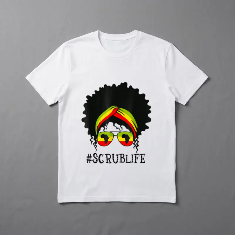 Scrub Nurse Life African Messy Bun T-Shirt – Classic T-Shirt in Black