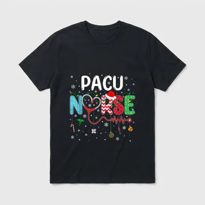Merry Christmas Nurse Funny PACU Pattern T-Shirt – Classic T-Shirt in Black