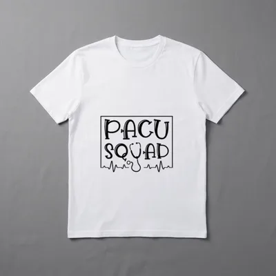 PACU Nurse Recovery Room T-Shirt – PACU SQUAD lettering with stethoscope and heartbeat line – Classic T-Shirt in Black