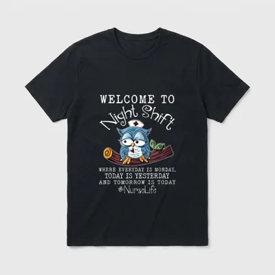 Owl Night Shift Nurse Life Scrub T-Shirt – Classic T-Shirt in Black