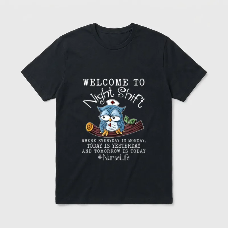 Owl Night Shift Nurse Life Scrub T-Shirt – Classic T-Shirt in Black