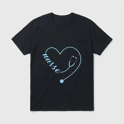 Stethoscope Heart Nurse Hospital Clinic Surgery T-Shirt – Classic T-Shirt in Black