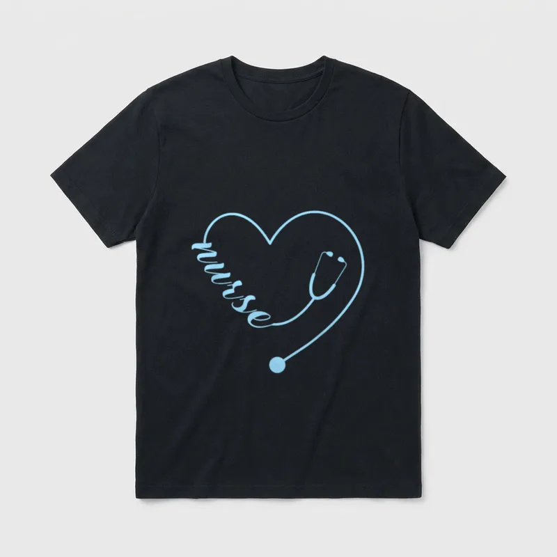 Stethoscope Heart Nurse Hospital Clinic Surgery T-Shirt – Classic T-Shirt in Black