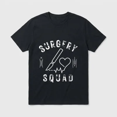 Surgery Squad or Nurse Operating Room T-Shirt – Surgery Squad lettering with scalpel and heartbeat – Classic T-Shirt in Black