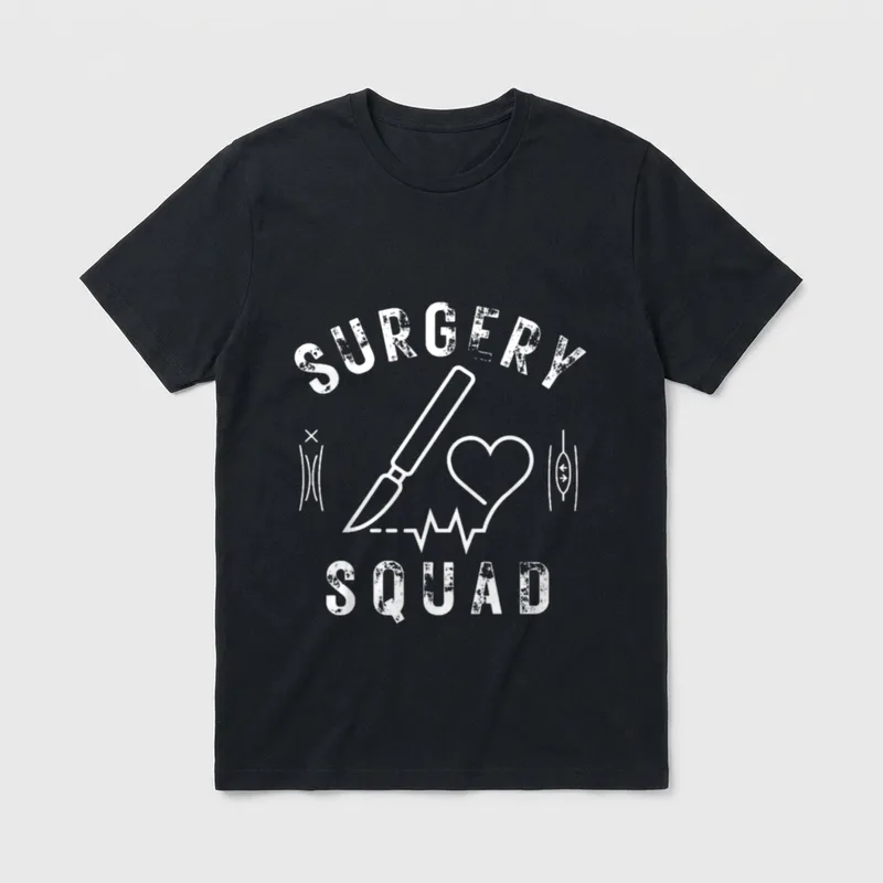 Surgery Squad or Nurse Operating Room T-Shirt – Surgery Squad lettering with scalpel and heartbeat – Classic T-Shirt in Black