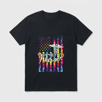 Nurse American Flag US Patriotic Hippie T-Shirt – Classic T-Shirt in Black