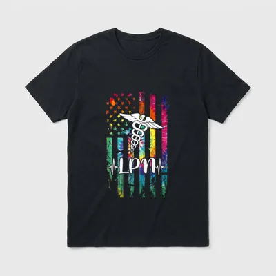 Flag Tie Dye LPN Costume Nurse T-Shirt – Classic T-Shirt in Black