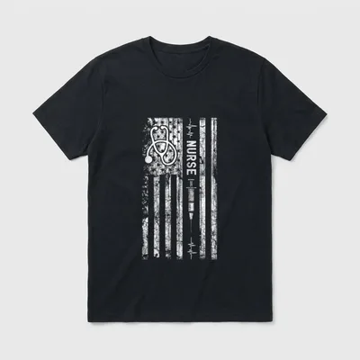 Vintage American Flag Nurse T-Shirt – Classic T-Shirt in Black