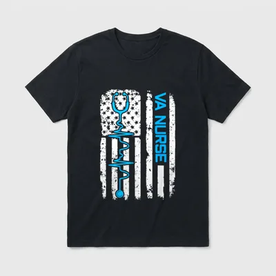 USA American Flag VA Nurse Patriotic T-Shirt – Classic T-Shirt in Black