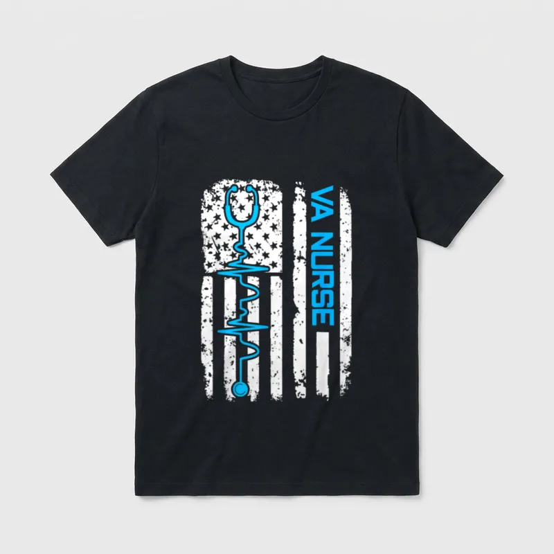 USA American Flag VA Nurse Patriotic T-Shirt – Classic T-Shirt in Black