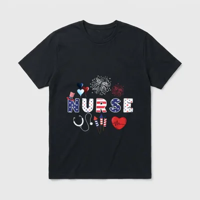 Pride Nurse USA Flag Stethoscope Patriotic T-Shirt – Classic T-Shirt in Black