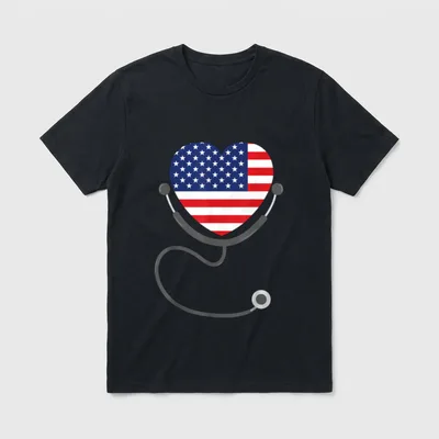 Patriotic Nurse USA Flag T-Shirt – Classic T-Shirt in Black