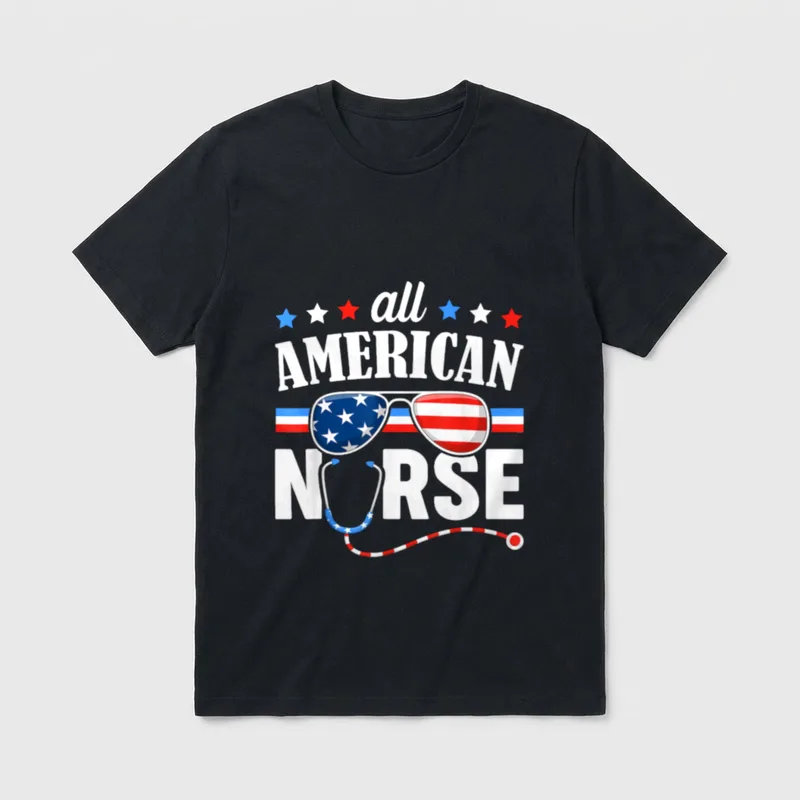 All American Nurse 4th of July T-Shirt – Classic T-Shirt in Black