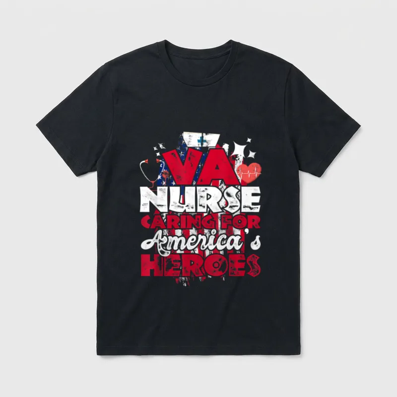 VA Nurse Caring for America's Veterans T-Shirt – VA NURSE CARING FOR America's HEROES – Classic T-Shirt in Black