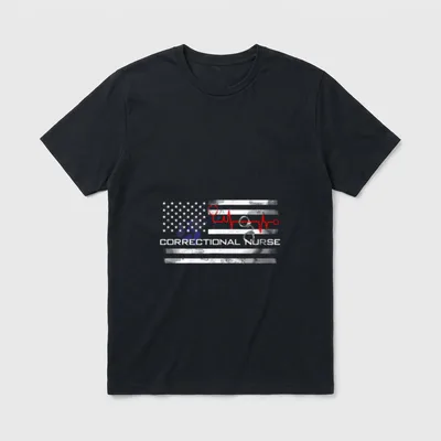 Correctional Nurse US American Flag T-Shirt – Classic T-Shirt in Black