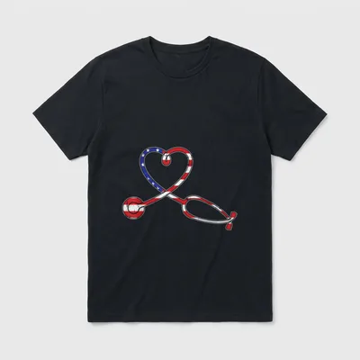 Nurse American Flag 4th of July T-Shirt – Classic T-Shirt in Black