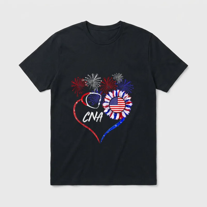 Patriotic Nurse CNA 4th of July T-Shirt – Classic T-Shirt in Black